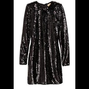 H&M black sequins long sleeved dress